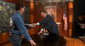 Colbert and Dean Kamen Luke Arm In Action
